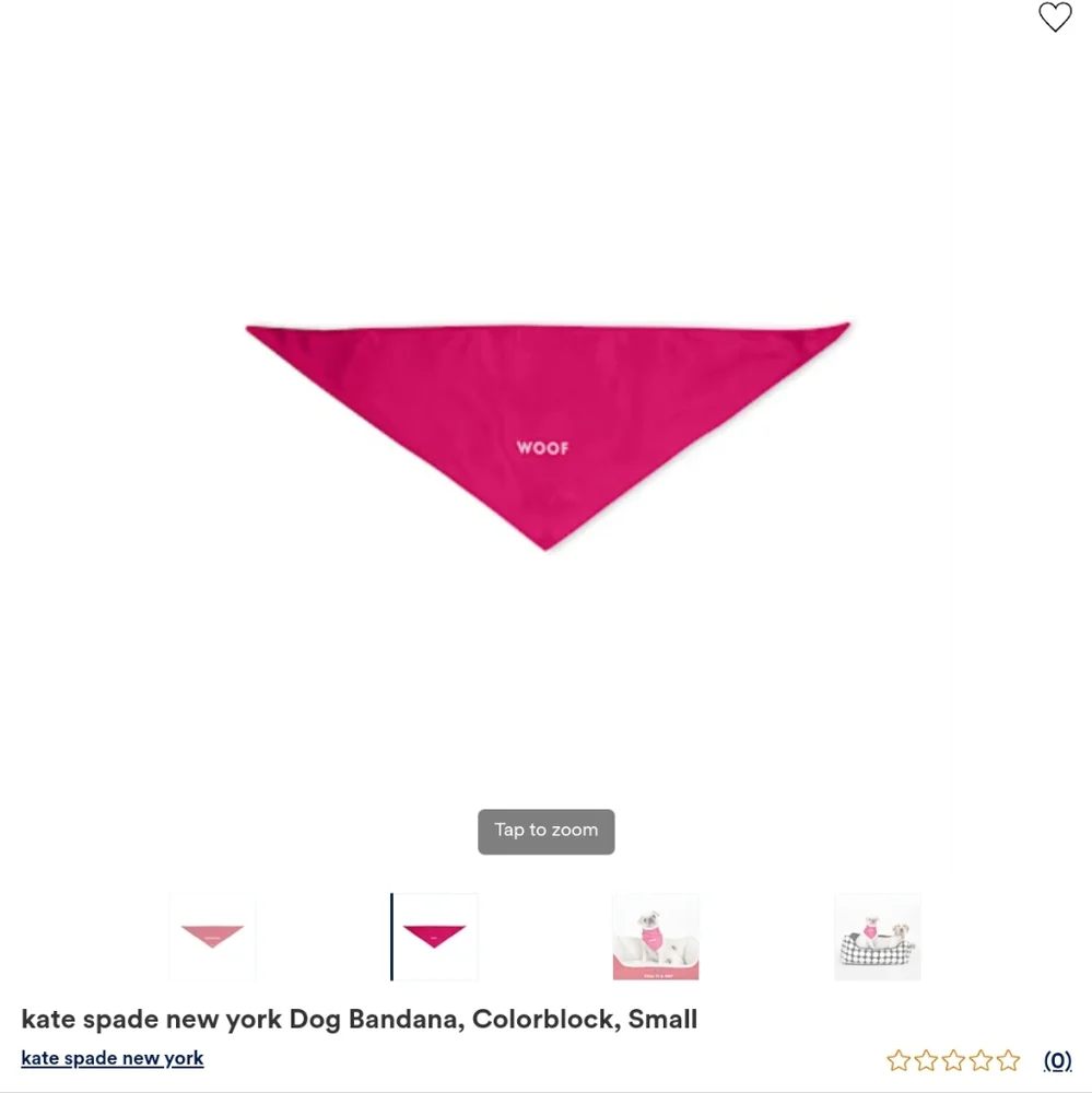 NWT: KATE SPADE NEW YORK; PINK & WHITE, COLORBLOCK, DOG BANDANA, SZ: S/M.